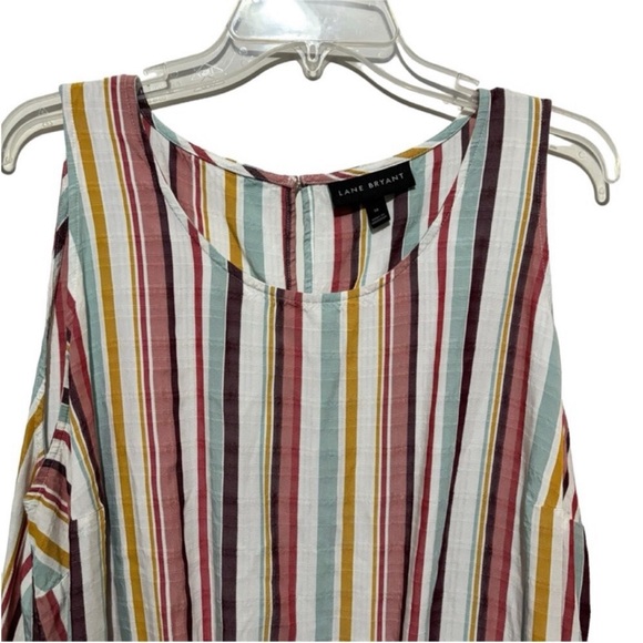 Lane Bryant Blouse Sleeveles Striped Front Tie Knot Keyhole Back Women’s Size 18 - Picture 3 of 12